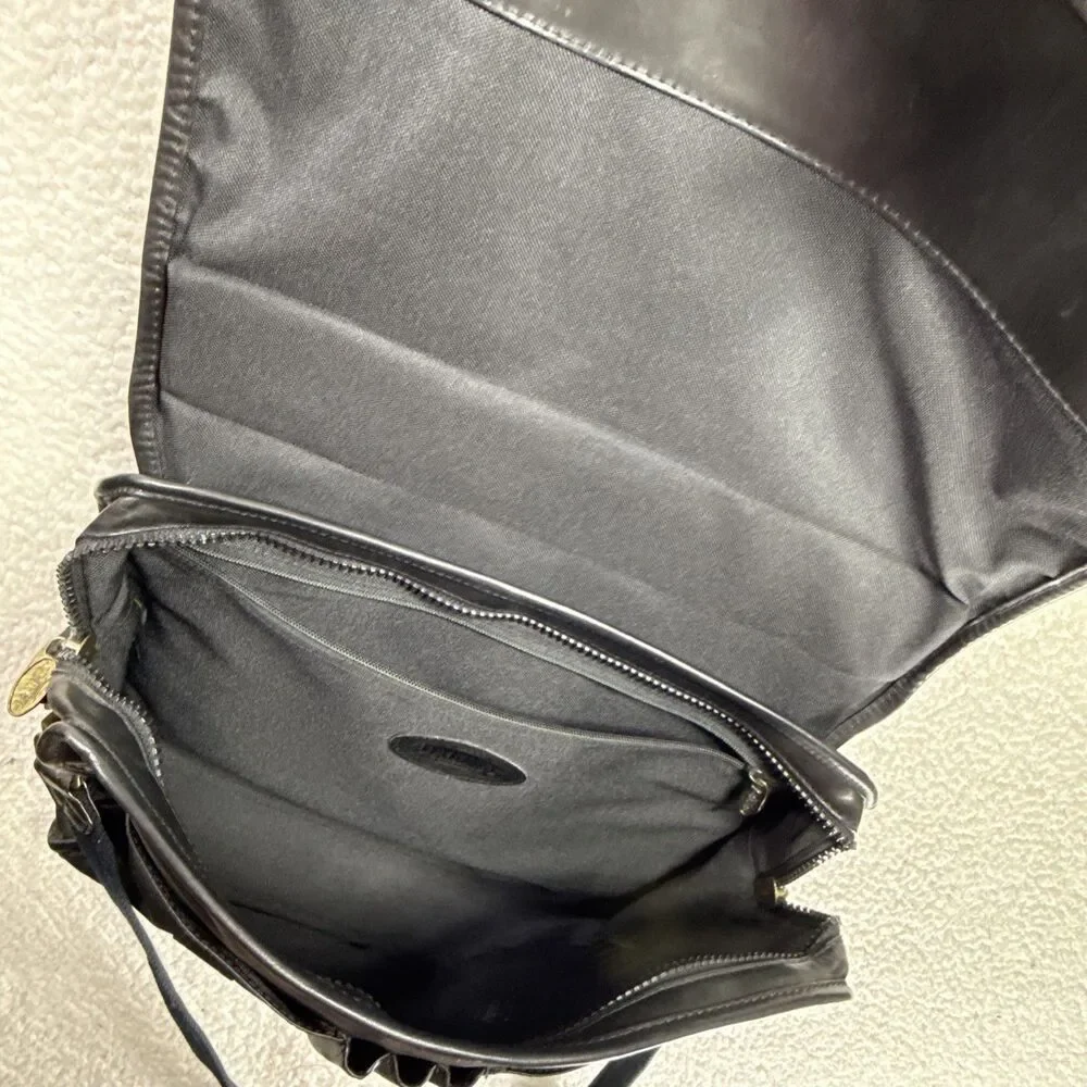 (B7) Tumi Dakota Briefcase Mens Large Black Leather Satchel Messenger Bag